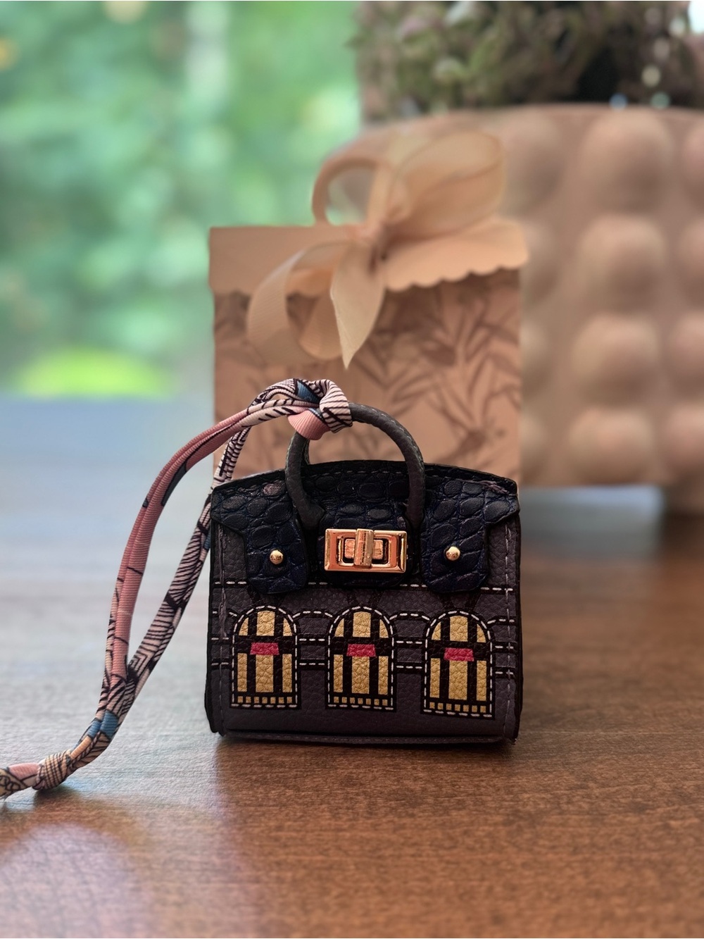 Yellow Patterned Mini Satchel Handbag - Picture 9 of 14